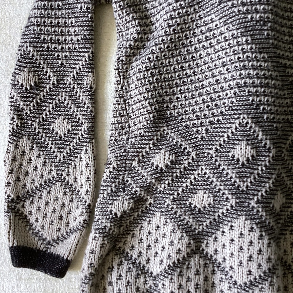 Knox Rose Open Front Waterfall Cardigan Womans Size Large Black & Cream Longline - Picture 7 of 12